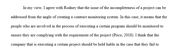 The issues related to the incompleteness of the project in the construction industry