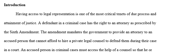 The legal representation by a private defense attorney versus a public defender