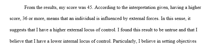 What do you think is the ideal locus of control in a work setting