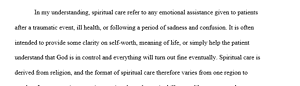 What is your definition of spiritual care