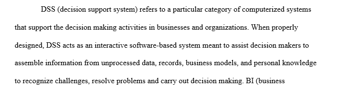 4 page paper focused on decision support systems (DSS) and business intelligence