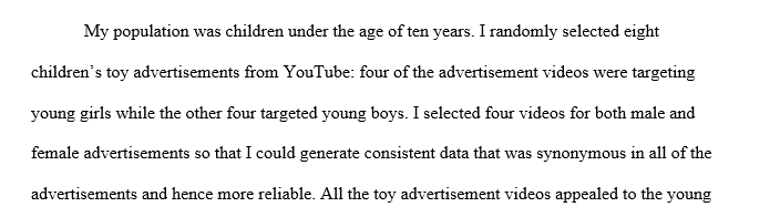 Analysis of gender stereotypes in toys ads for children