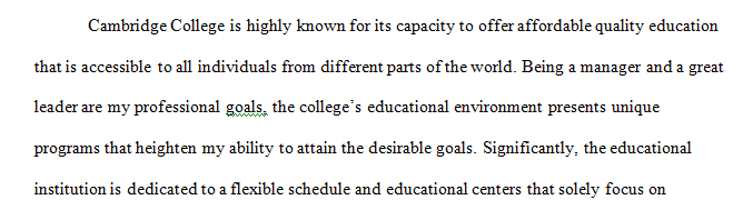 Application for entry into Cambridge College