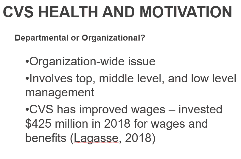 CVS Health and motivation issues