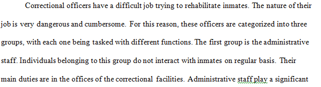 Concerns for Corrections Staff and Inmates