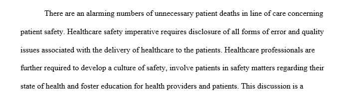 Demonstrating a firm understanding of the various components of patient safety