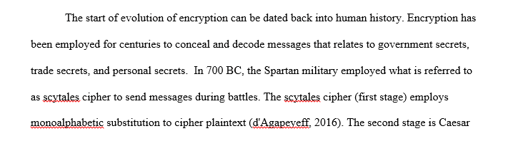 Describe the evolution of cryptography by listing the main four stages