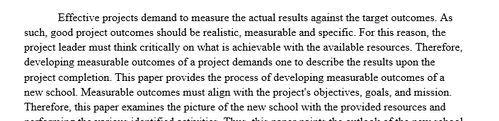 Developing measurable outcomes
