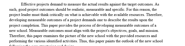 Developing measurable outcomes