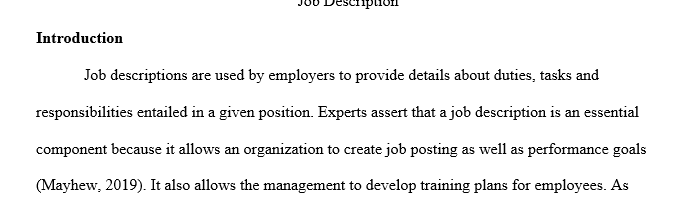 Discuss how a job description is a function of management