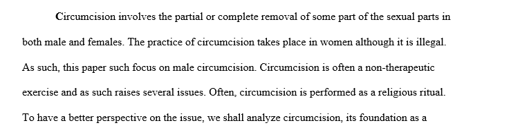 Explore the human and ethical issues surrounding circumcision.