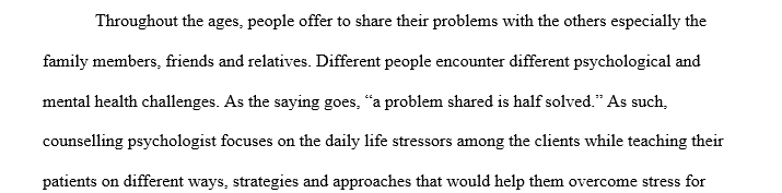 Family Life and Marriage Counselor with special interest in Post Traumatic Stress Disorder