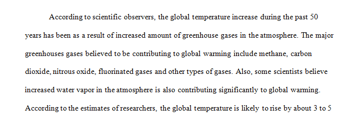 Greenhouse Gases and Effect on Global Warming