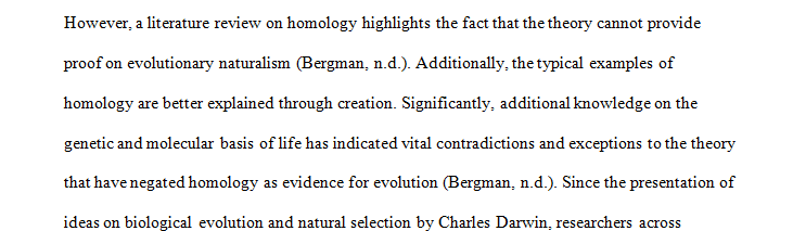 Homology has often been cited as a major evidence of evolution. 