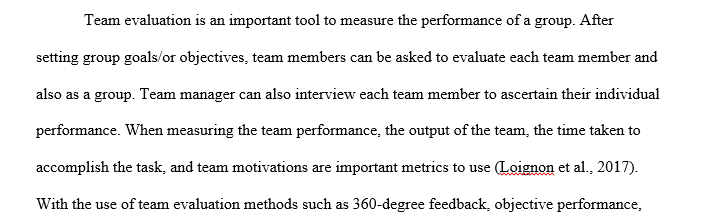 How should organizations use team evaluate performance