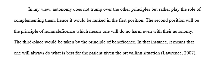 How would you rank the importance of each of the four principles