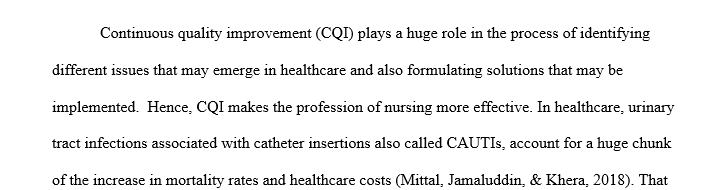 How you would apply CQI in your current or past position
