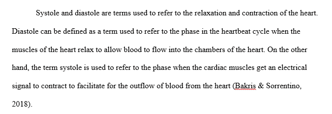 List both the systole and diastole