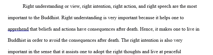 Reflect on the Eightfold Path. If you were using it as a guide in life