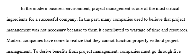 Relationship between project management and overall performance of a company.