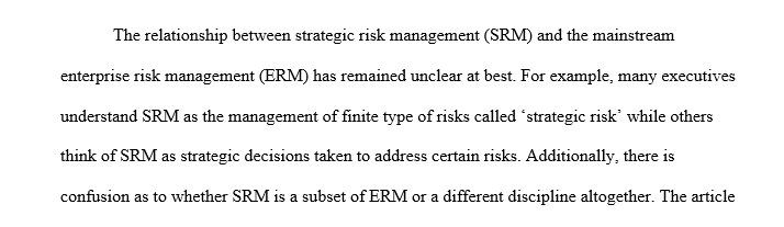 Review an article relevant to strategic risk
