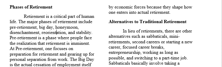 Review how the path from worker to retiree in that occupation has been altered.