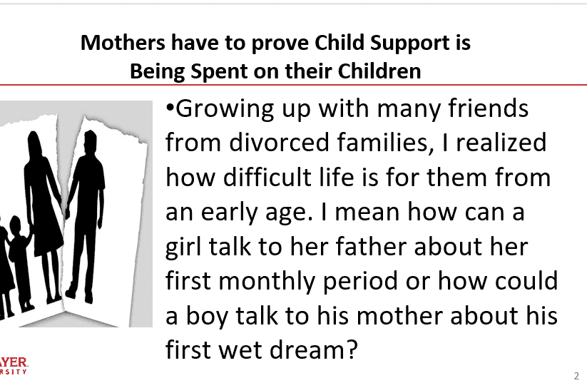 Should mothers have to prove child support is being spent on their children 