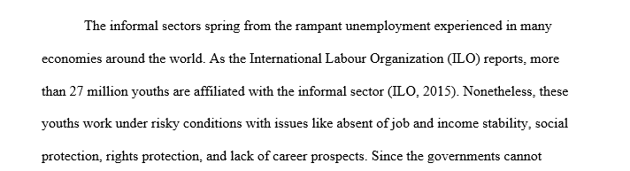Specific components or aspects of the informal economy