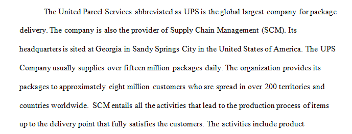 UPS Company Supply Chain Management