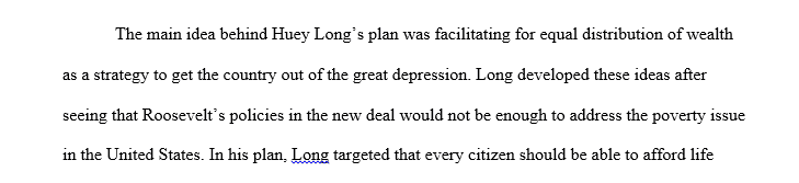 What are the major aspects of Long's plan