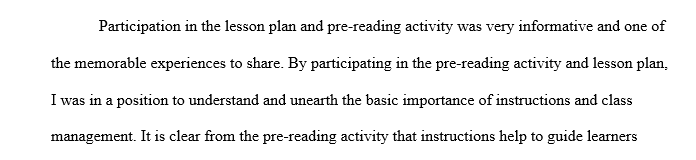 What did you learn about instruction and classroom management