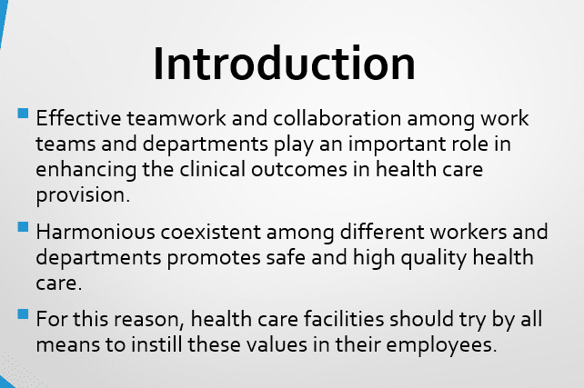What elements are found in an effective health care work group