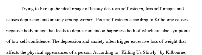 What relationship does Kilbourne see between cultural ideals of thinness and the cultural obsession