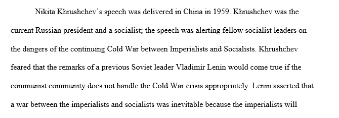 Why did Khrushchev feel that the conflict between the socialist and capitalist camps