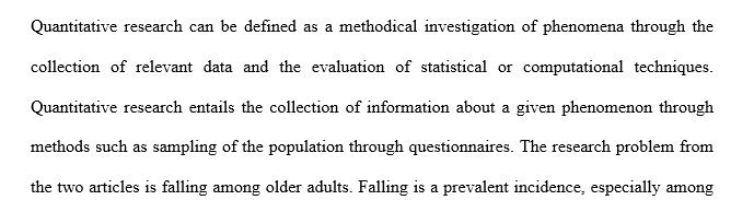 Write a critical appraisal that demonstrates comprehension of two quantitative research studies