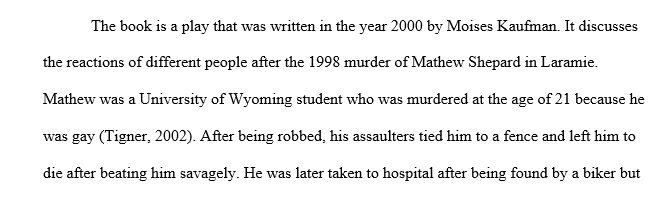 Writing about the Laramie Project