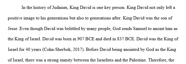 A summary of the life and importance of one key person in Jewish history