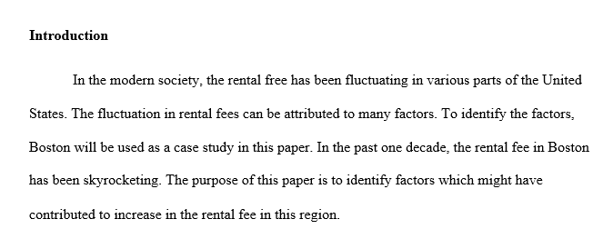 A survey on factors on influencing rental fee in Boston