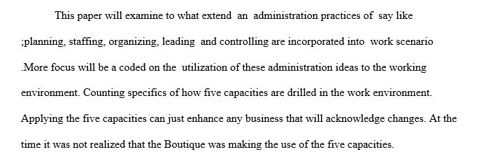 Analyze the application of these management concepts to your place of work
