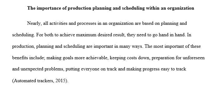 Analyze the importance of production planning and scheduling within an organization