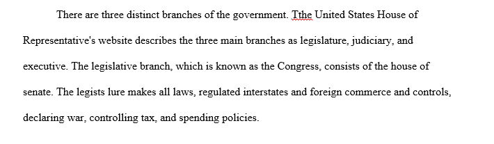 Define the following;Branches of Government