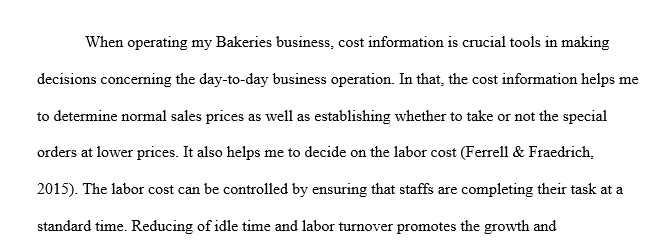 Describe how the cost information that has been created up to this point in the project