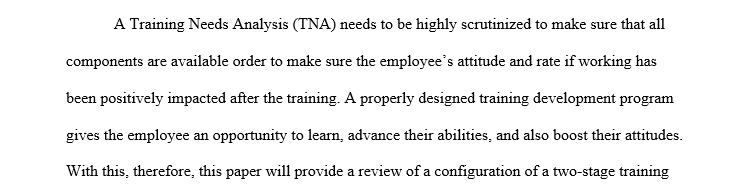 Develop the training objective for this program based on an analysis of the business.