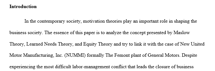 Discuss what can be learned from a situation based on the article by using the 3 motivation theories