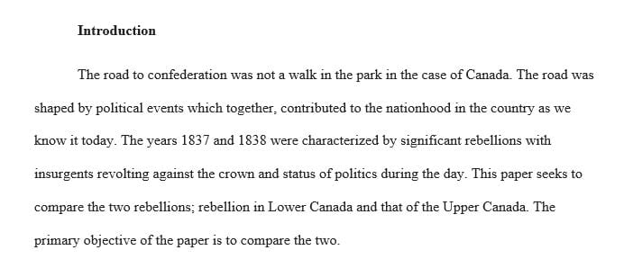 Essay with an intro and conclusion that compares the two rebellions