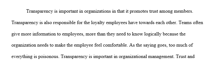 Evaluation of the appropriate use of transparency in an organization