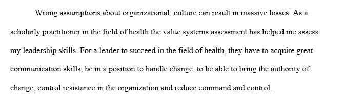 Explain new insights gained based on your results of the Value Systems assessment