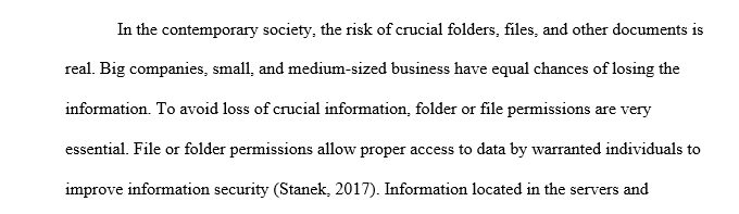 Explain the basic need for and concepts of file and folder permissions and business unit resource  