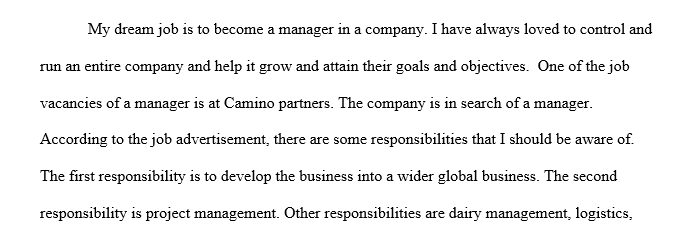 Find two pieces of job ads one is your dream job 