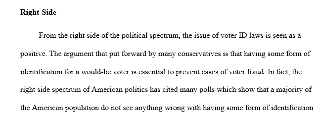 Paper about voter id laws and how is it explained from the left side of the political spectrum